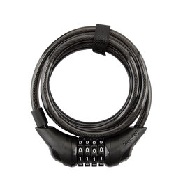 8160 Neon Coil Cable Combo Lock 6fx10mm w/Bracket, Black