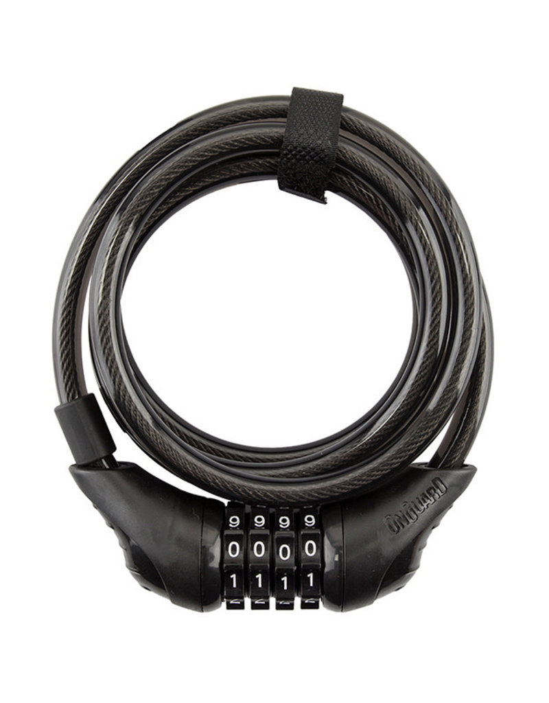 8160 Neon Coil Cable Combo Lock 6fx10mm w/Bracket, Black