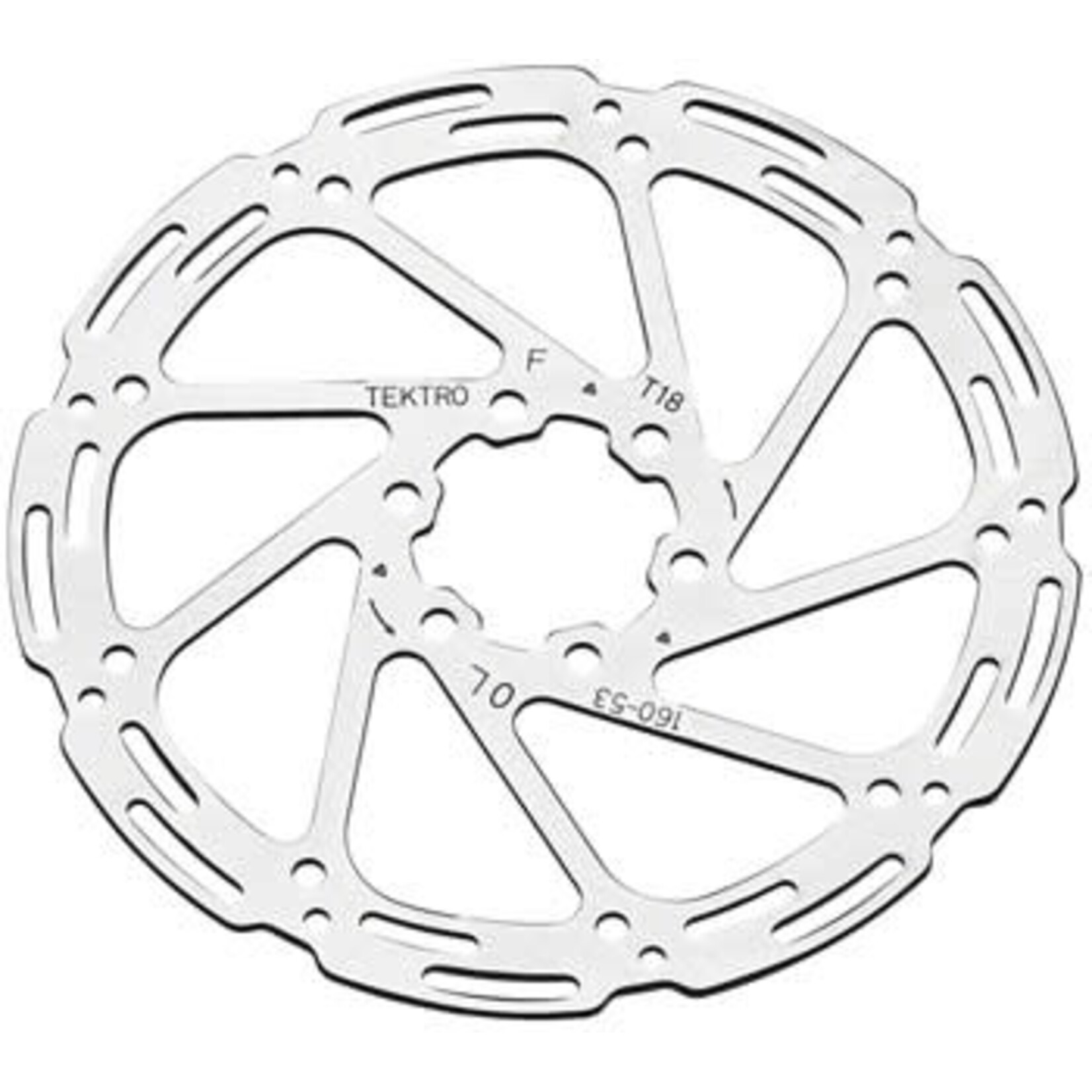 Tektro TR160-53 Disc Rotor, 160mm, 6-Bolt, 1.8mm, For 4-Piston Calipers, Silver