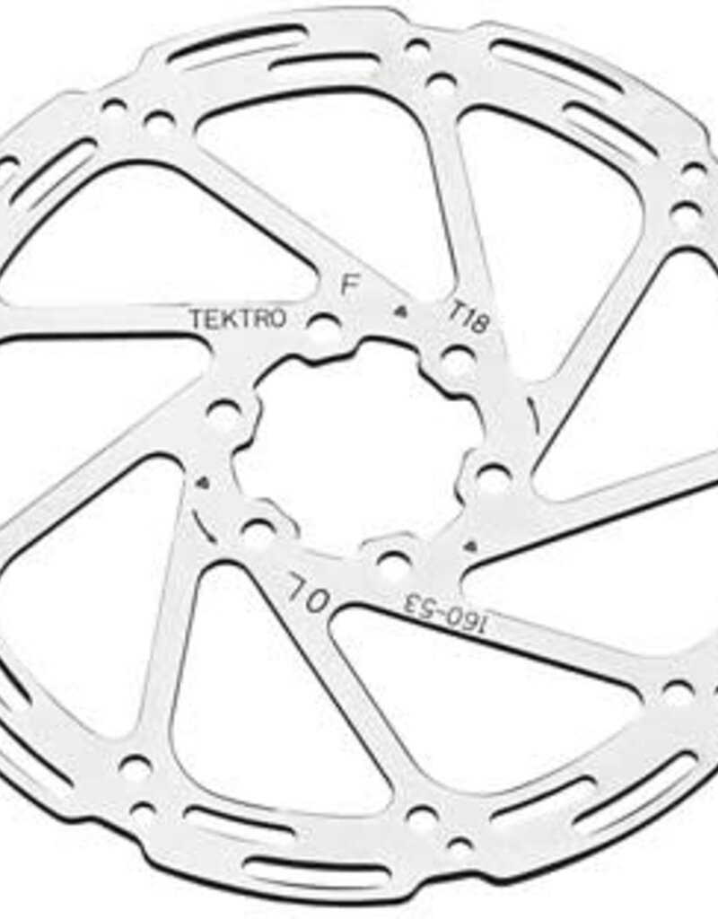 Tektro TR160-53 Disc Rotor, 160mm, 6-Bolt, 1.8mm, For 4-Piston Calipers, Silver