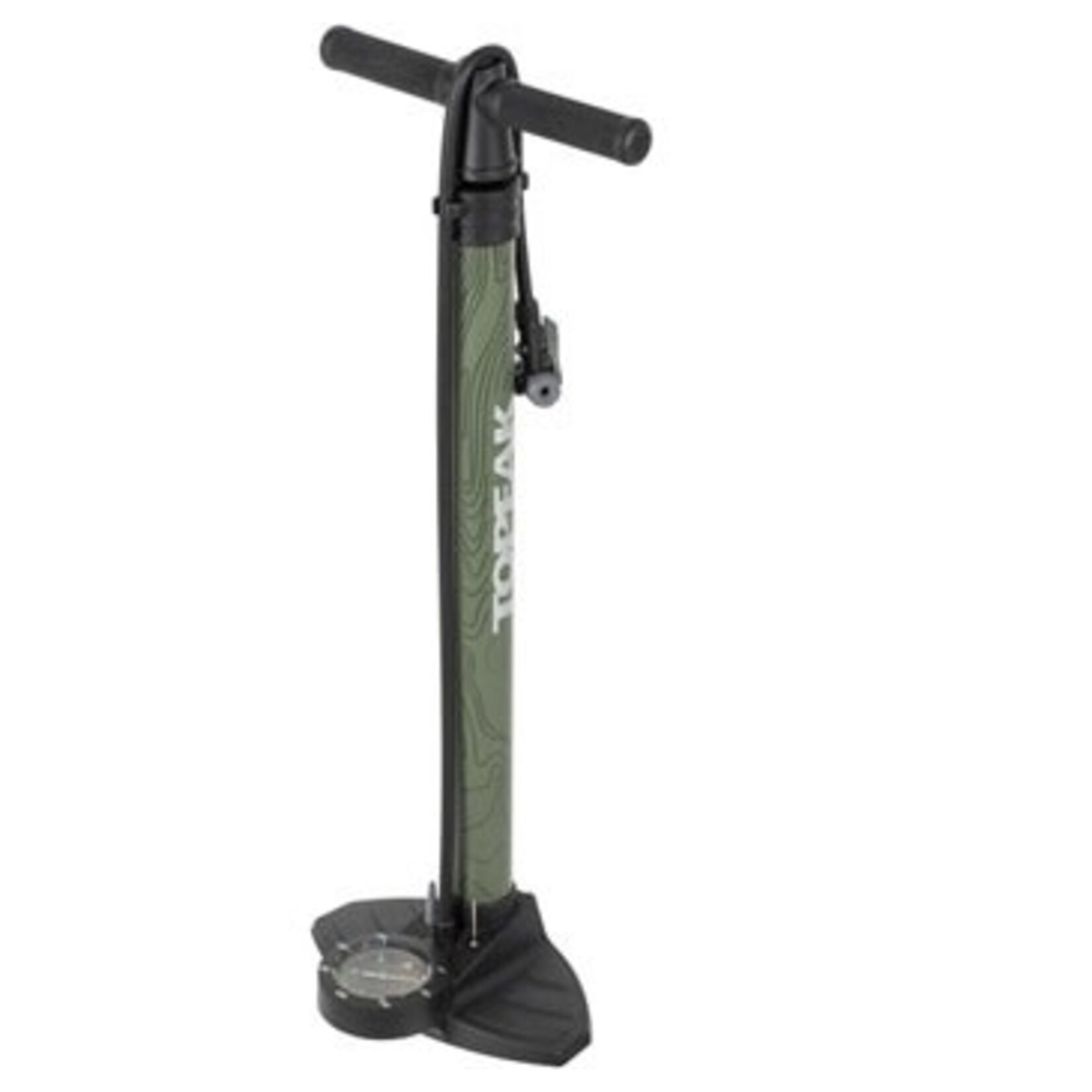 Topeak Joeblow Mtn II Floor Pump Steel Barrel, Plastic Base, 60psi 4bar, 3.5 Gauge, Twinhead