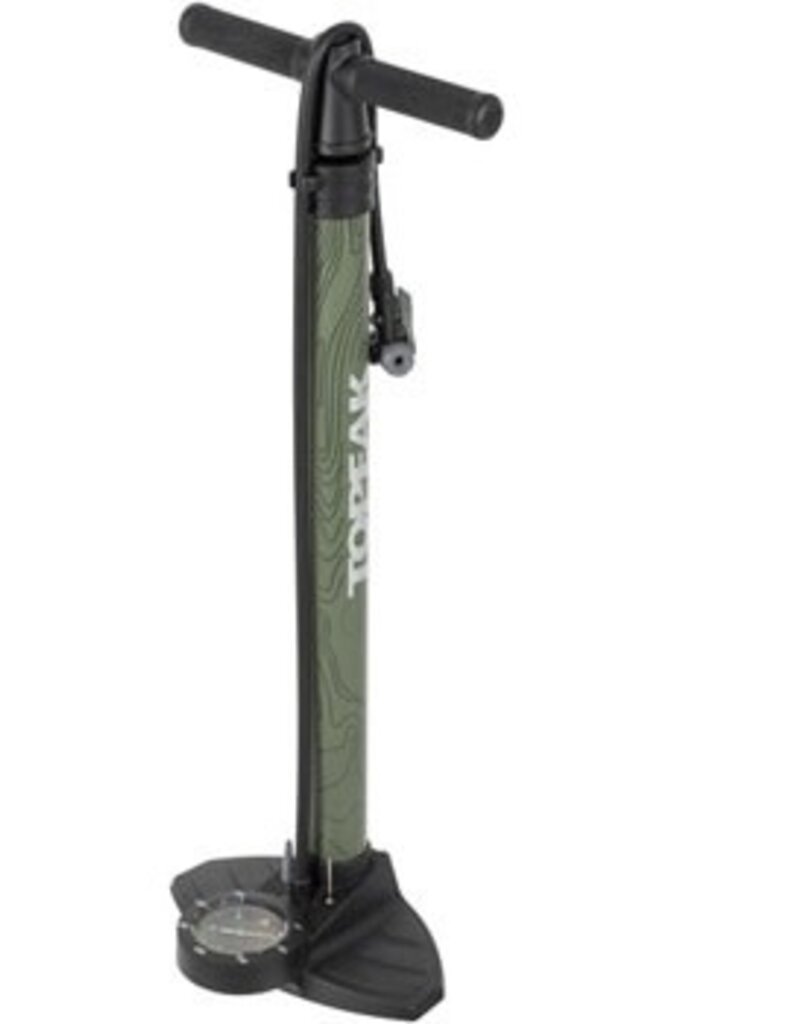 Topeak Joeblow Mtn II Floor Pump Steel Barrel, Plastic Base, 60psi 4bar, 3.5 Gauge, Twinhead