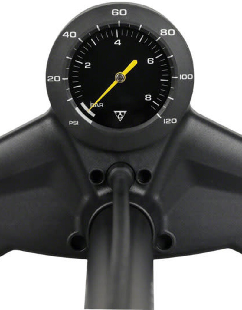 Topeak Joeblow Urban Ex Floor Pump, Steel Barrel, Plastic Base, 120psi 8bar, 3.5" Base Mount Gauge, Smarthead, Black/Sand