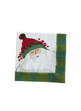 Vietri The Old St. Nick Cocktail Napkins are finally here! Featuring Old St. Nick's jolly face and trimmed in a green check, these napkins will delight everyone this holiday season. Fits perfectly in our Old St. Nick napkin holder! Pack of 20 napkins.<br />
9.875" Sq