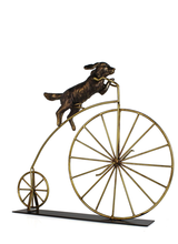 SageBrook Home METAL 18"H DOG ON BICYCLE DECOR, GOLD
