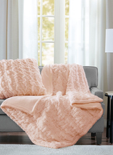 Olliix Ruched Fur Throw - Blush