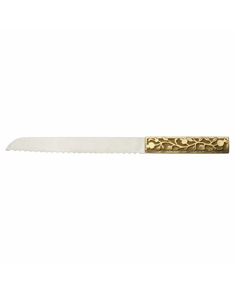 Quest Collection Two Tone Wooden Accent Pomegranate Bread Knife