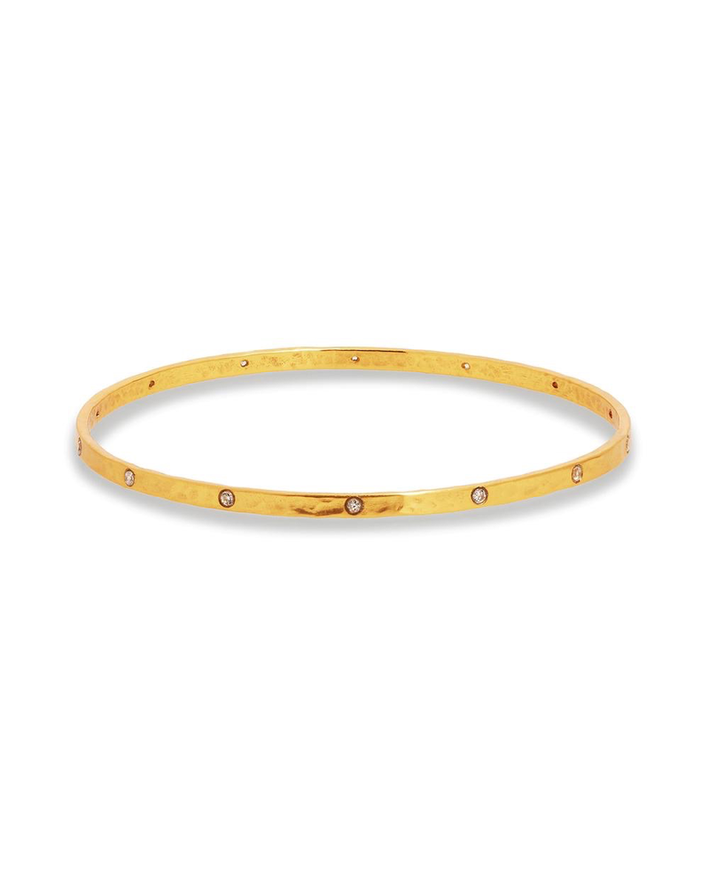 Julie Vos Cresecent Bangle Gold Zircon Medium