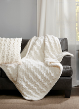 Olliix Ruched Fur Throw - Ivory