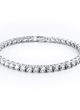 Crislu Classic Large Brilliant Tennis Bracelet Finished in Pure Platinum