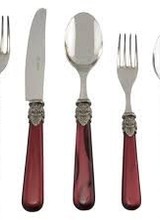 Rosanna Imports Set includes 2 spoons, 2 forks and knife<br />
Napoleon Flatware collection<br />
Material: 18/10 Stainless steel, ABS plastic handle<br />
Dishwasher safe<br />
Not suitable for microwaves