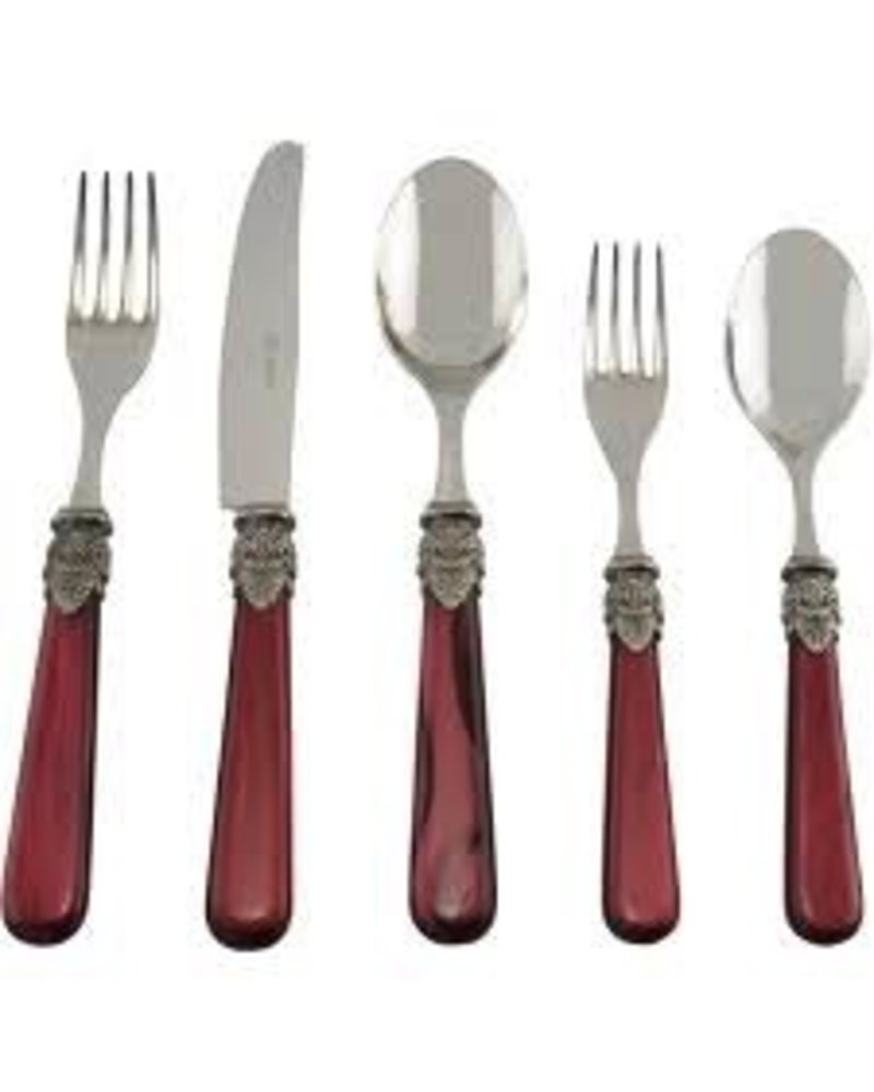 Rosanna Imports Set includes 2 spoons, 2 forks and knife<br />
Napoleon Flatware collection<br />
Material: 18/10 Stainless steel, ABS plastic handle<br />
Dishwasher safe<br />
Not suitable for microwaves