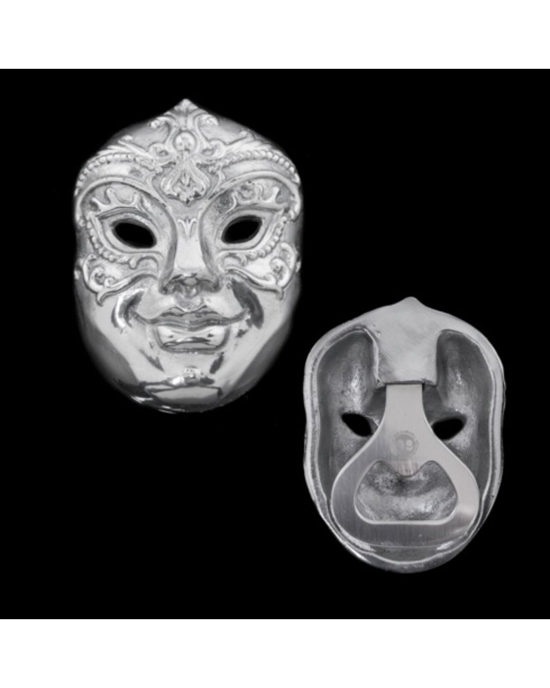 Arthur Court Designs Mardi Gras Bottle Opener<br />
This handmade, aluminum design features a festive, beaded mask covering the face of a mysterious individual. Detailed flourishes accent a fleur-de-lis symbol in the center of the forehead, while the opener itself is hidden on the