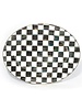 Mackenzie-Childs A welcome gift for the Courtly Check® collector, the Courtly Check® Large Oval Platter is a great addition to the dinner or buffet table. Hand-painted checks reveal a spectrum of accent colors. Steel underbody and bronzed stainless steel rim.