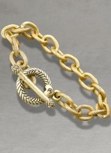Jay Strongwater A handmade chain-link bracelet, finished in textured 18K gold, is the perfect canvas for your favorite charms, with a signature Jay Strongwater ring-and-toggle closure that features hand-set Swarovski® crystals.