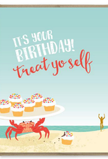 Treat Yo self Birthday Crab Greeting Card