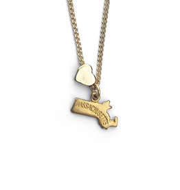 Massachusetts Heart Charm Necklace