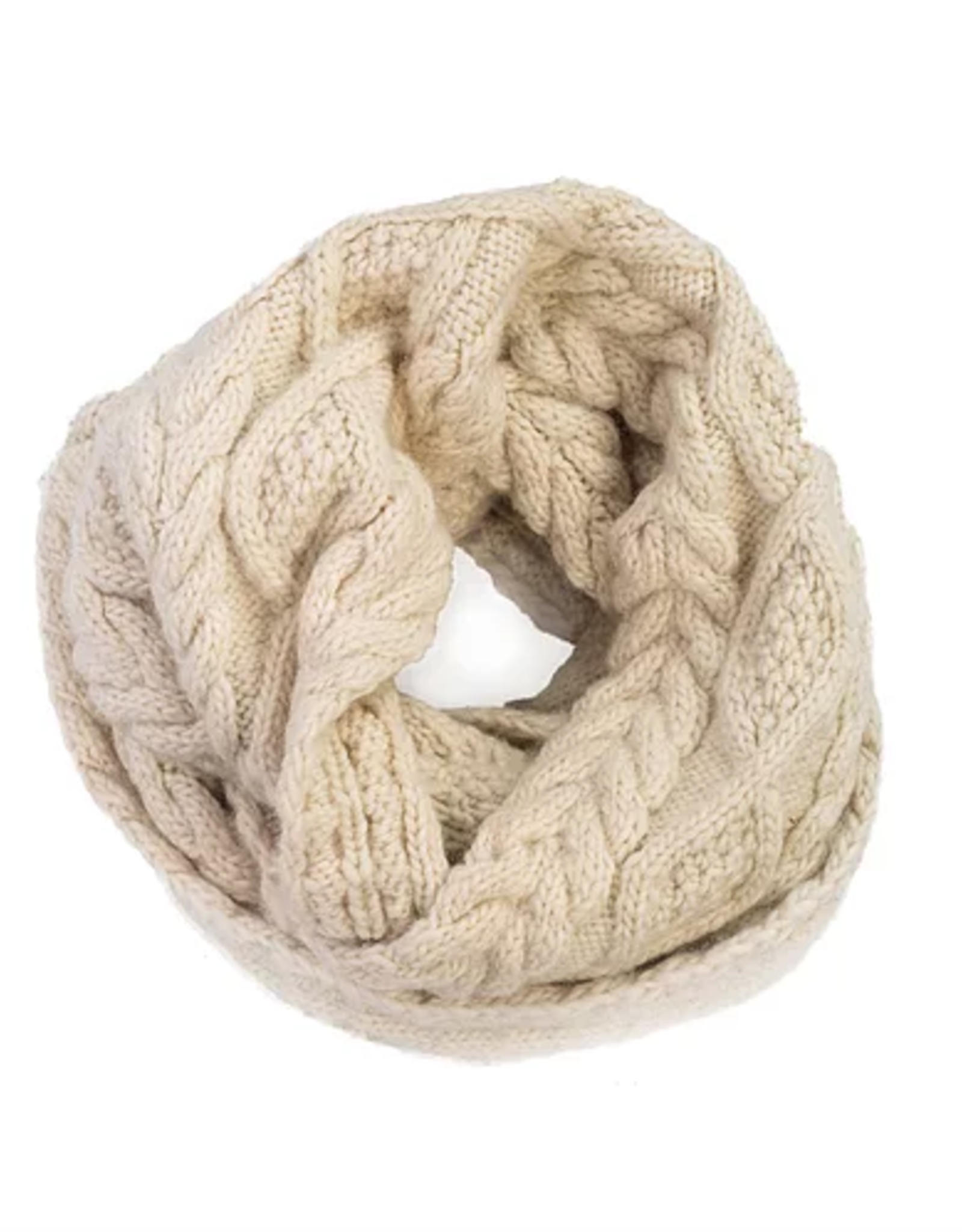 Cable Knit Infinity Scarf (Cream)