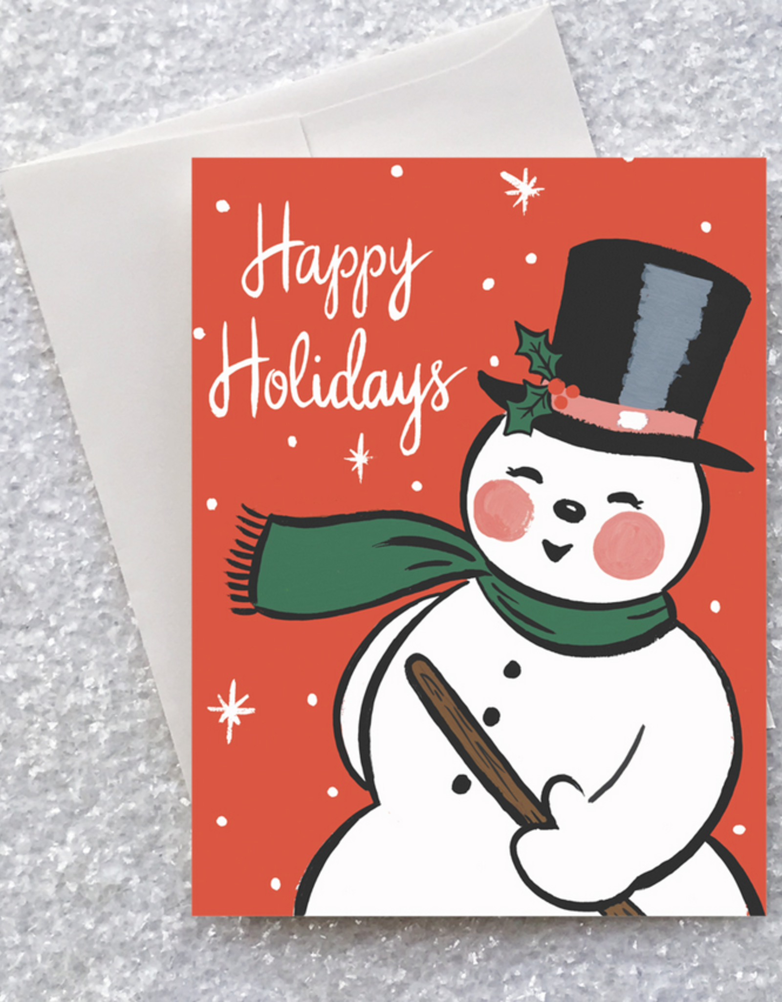 Happy Holidays Retro Snowman Greeting Card Home