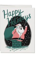 Happy Holidays Santa Chimney Greeting Card