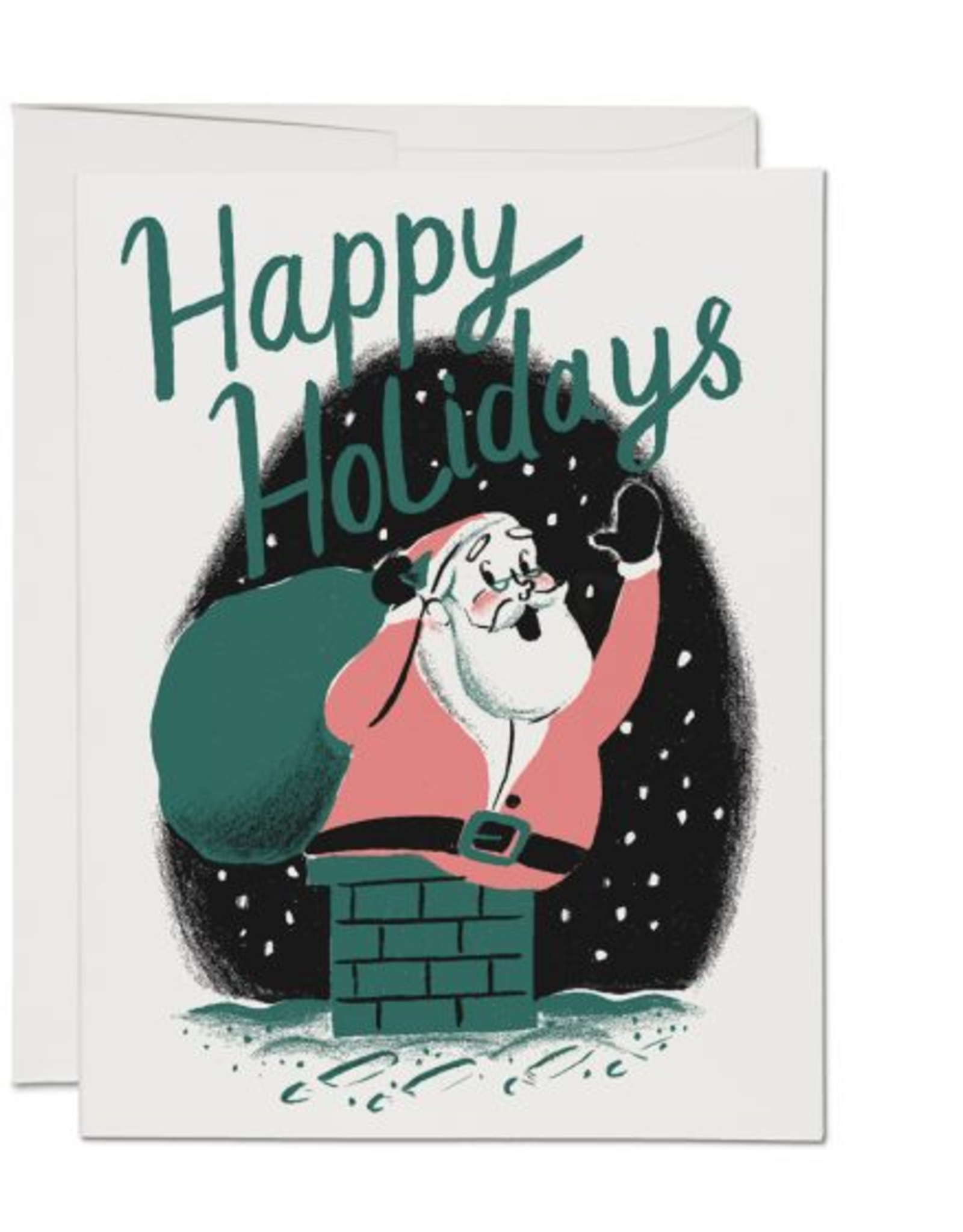 Happy Holidays Santa Chimney Greeting Card