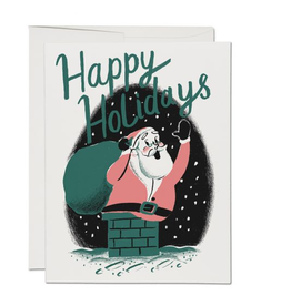 Happy Holidays Santa Chimney Greeting Card