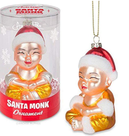 Santa Monk Glass Ornament