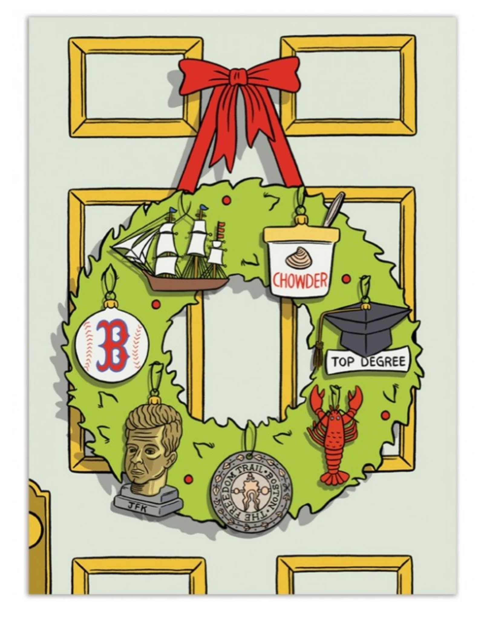 Boston Wreath Greeting Card Home