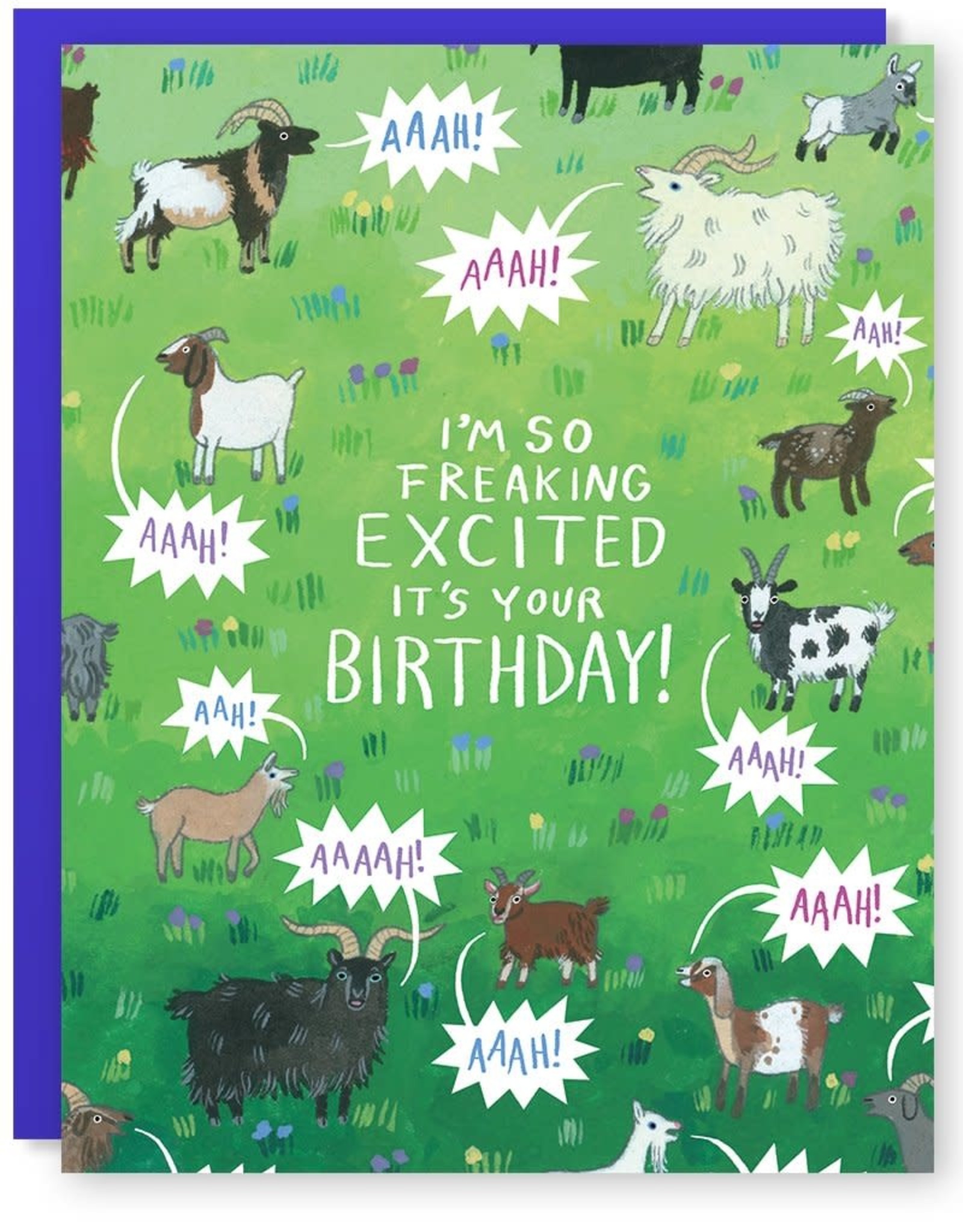 Yelling Birthday Goats Greeting Card