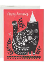 Happy Birthday Black Cat Greeting Card