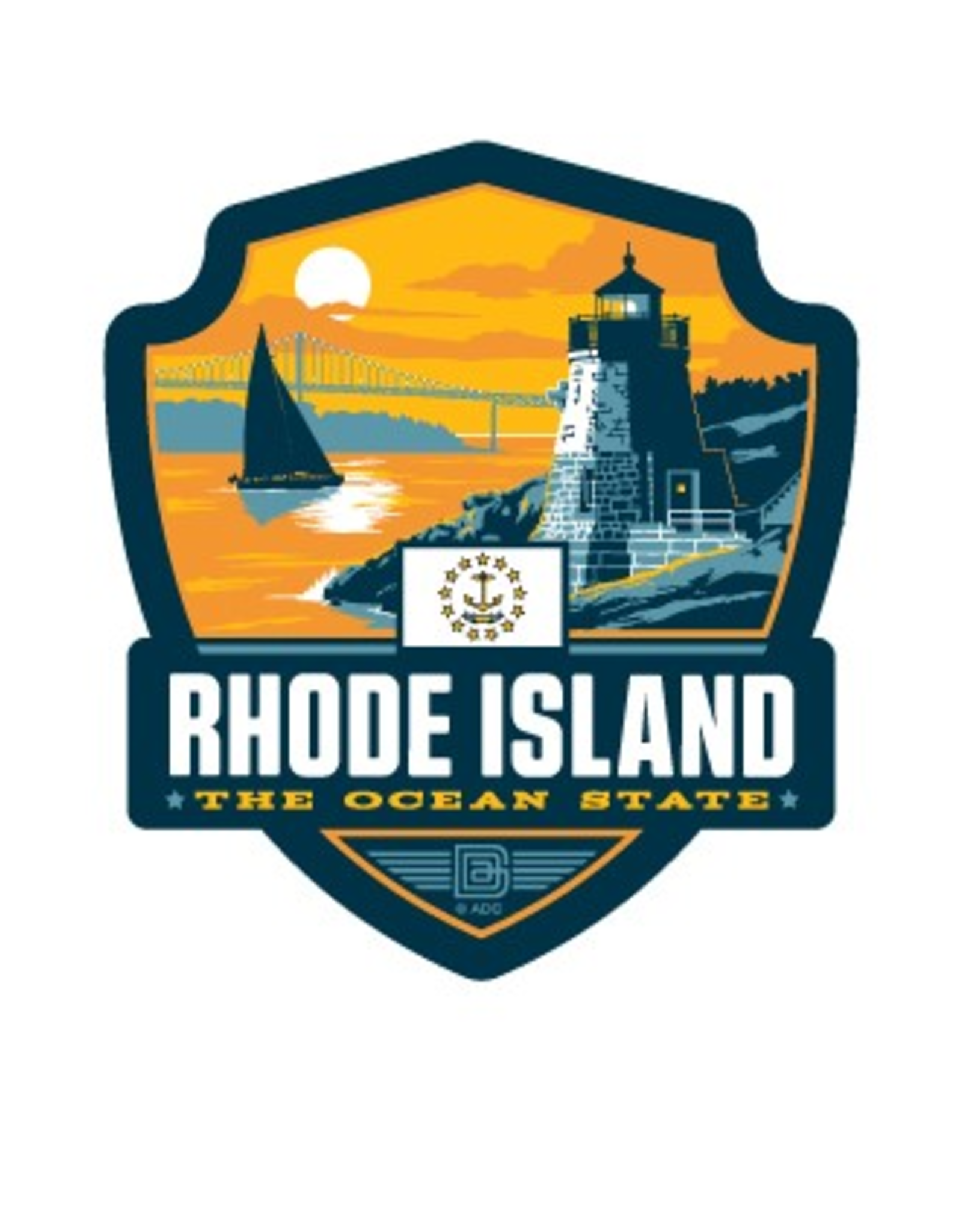 Rhode Island the Ocean State Emblem Sticker