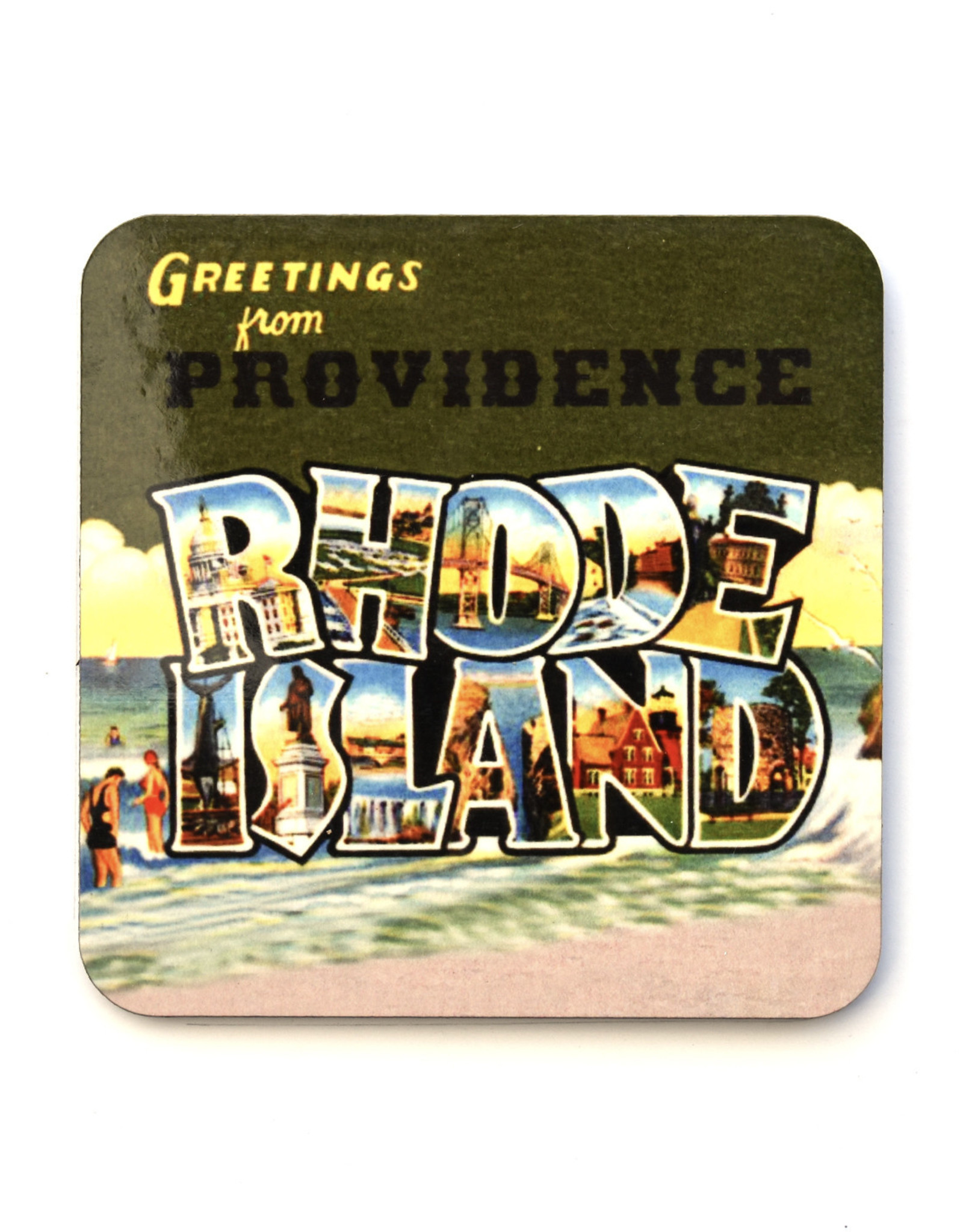 Greetings from Providence, Rhode Island Green Coaster