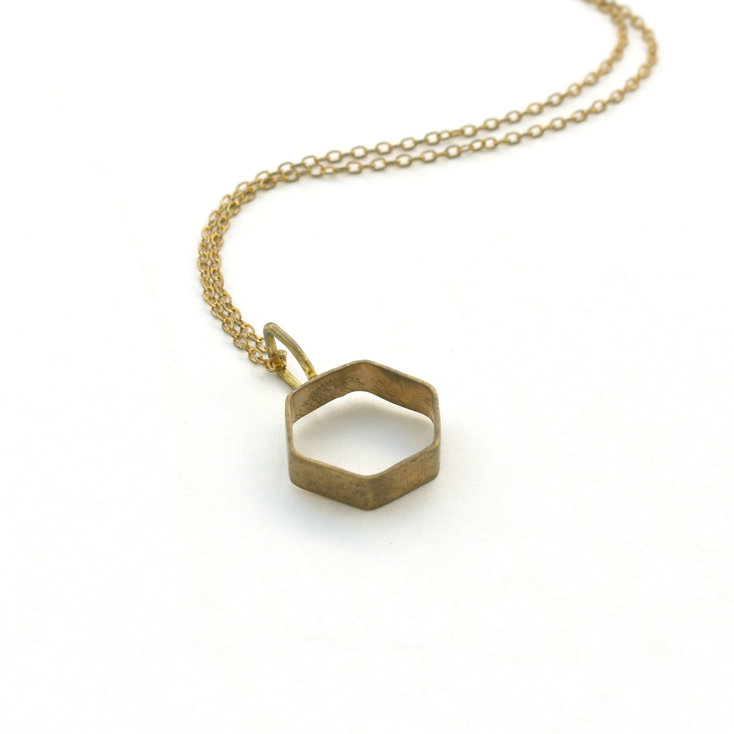 Brass Honeycomb Charm Necklace - Home