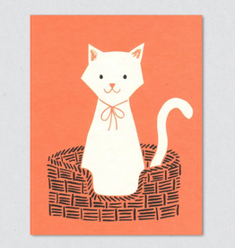Cat In Basket Greeting Card