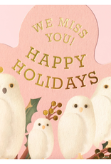 We Miss You Happy Holidays Owls Die Cut Greeting Card