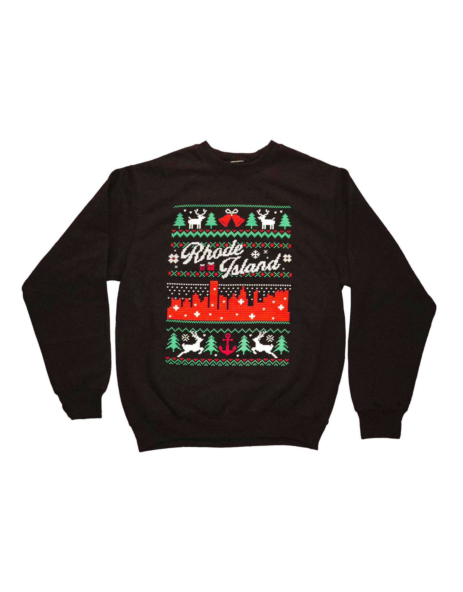 RI Cross-Stitch Christmas Sweatshirt (Black)