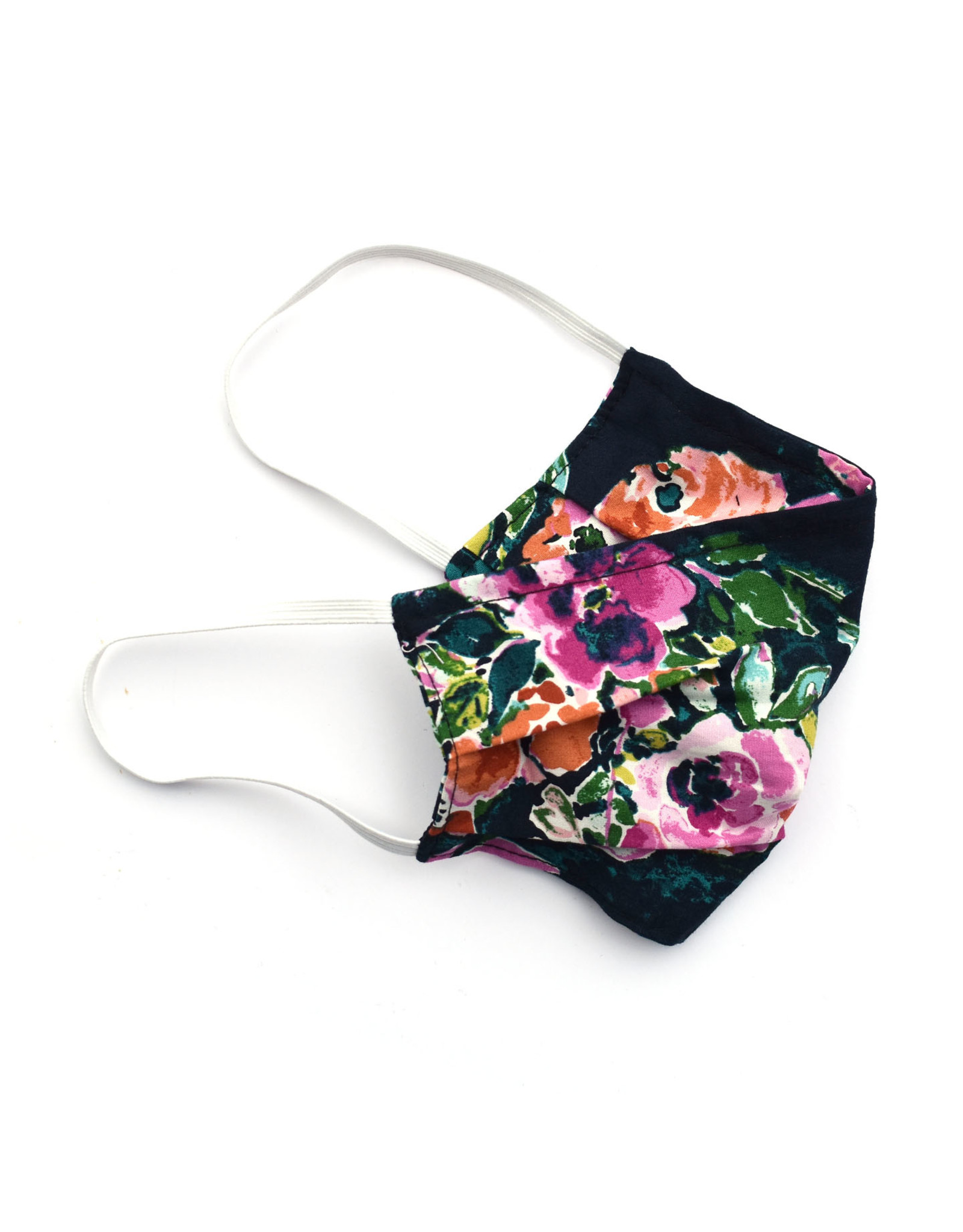 Pleated Cloth Face Mask -  Navy Floral