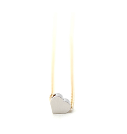 Crafts & Love Tiny Heart Necklace - Silver Heart, Gold Chain *