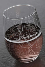 Providence RI Map Stemless Wine Glass