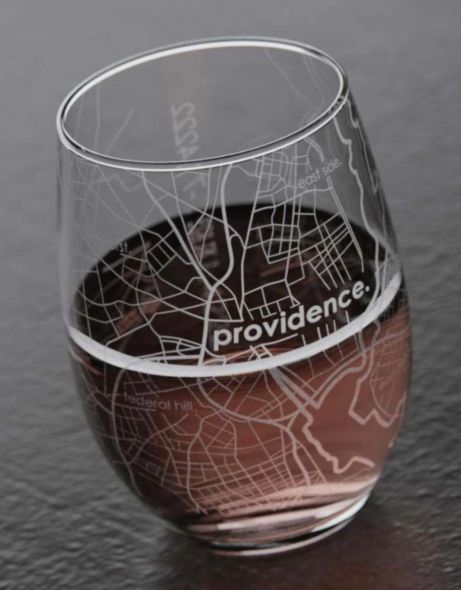 Providence RI Map Stemless Wine Glass