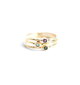 Tiny Tourmaline Stone Stacking Rings