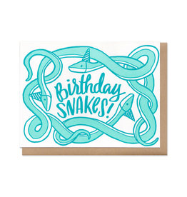 Birthday Snakes! (Blue) Greeting Card