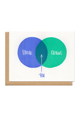 Freak + Genius = You Venn Diagram Greeting Card