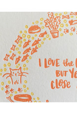 I Love The Pets First (yellow) Greeting Card