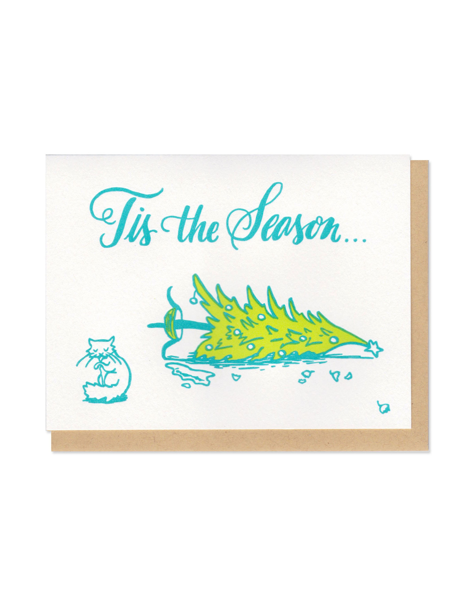 Tis The Season Cat & Tree (Light) Greeting Card