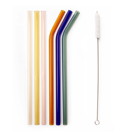 Glass Rainbow Straw Set