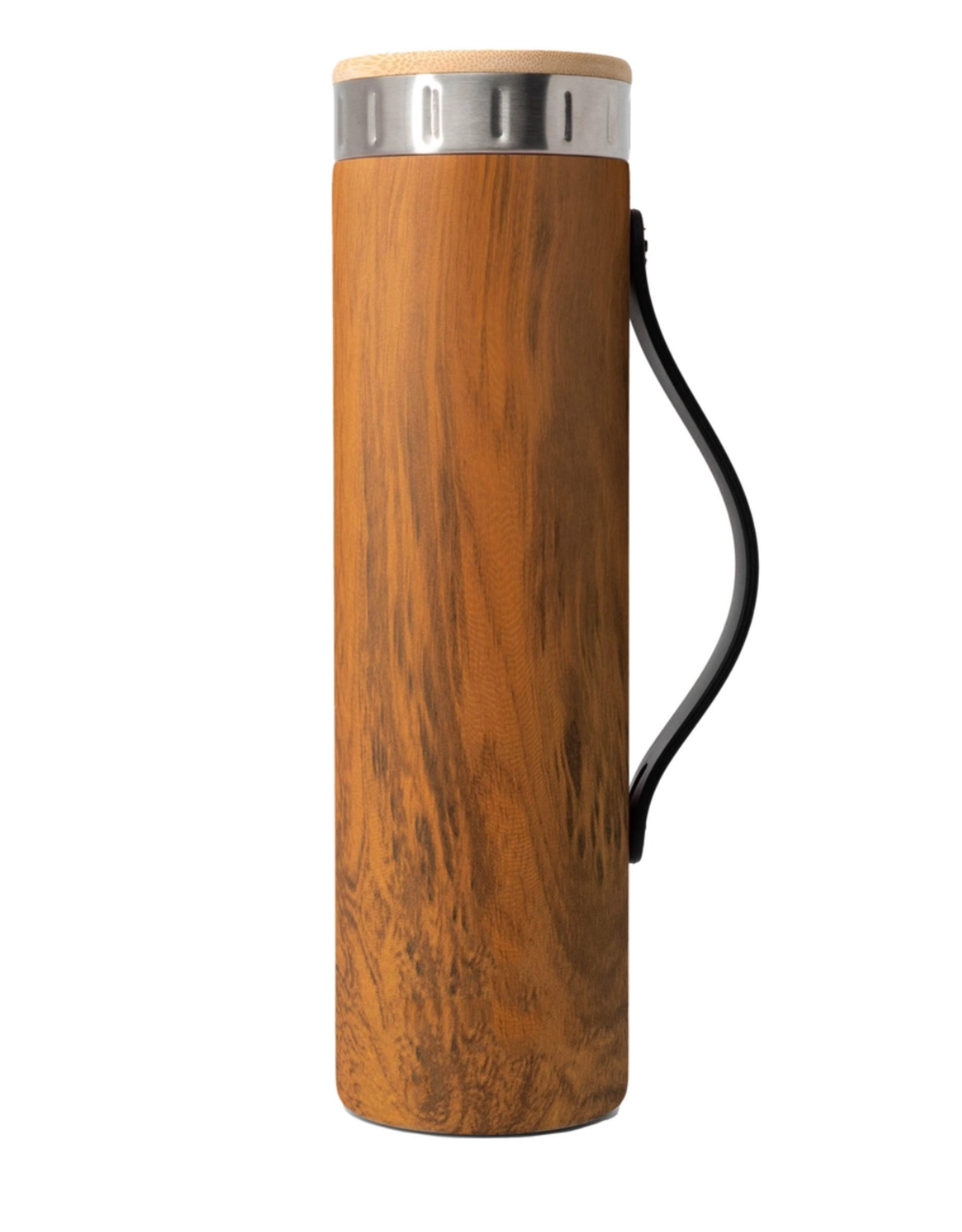 Iconic Teak Wood Water Bottle with Strap - 20 oz