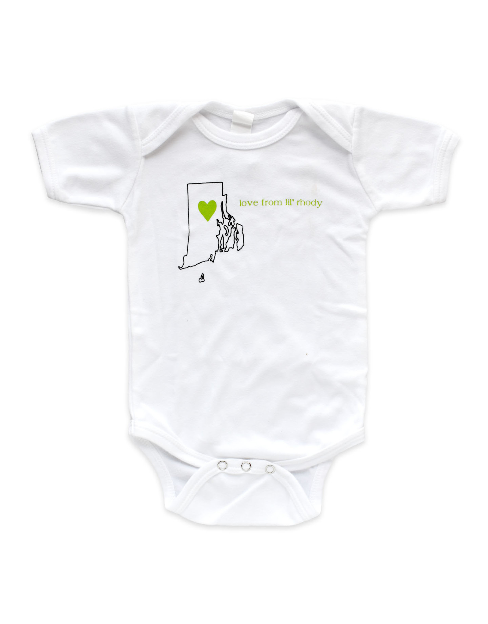 Love from Lil' Rhody Onesie - (Green Heart)