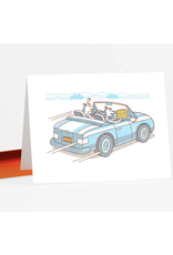 Dogs with Cake in Car Greeting Card