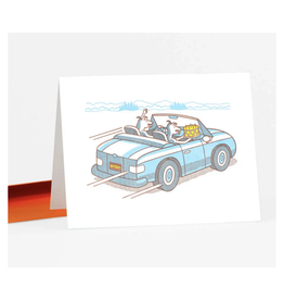 Dogs with Cake in Car Greeting Card